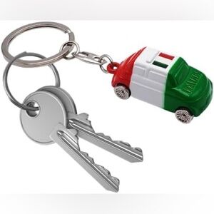 Italian Roma Miniature Buggy Car Keychain Toy - Red, White, Green